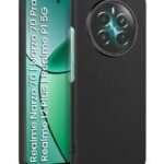 kelpuj Slim Frameless Back Cover for Realme Narzo 70 | Narzo 70 Pro | Realme 12 Plus | P1 5G | Ultra Thin Lightweight Design & Camera Protection | Soft Matte Silicone Flexible Mobile Case (Black)