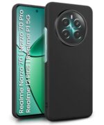 kelpuj Slim Frameless Back Cover for Realme Narzo 70 | Narzo 70 Pro | Realme 12 Plus | P1 5G | Ultra Thin Lightweight Design & Camera Protection | Soft Matte Silicone Flexible Mobile Case (Black)