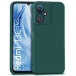 Back Cover for Xiaomi Redmi 13C 5G | Poco M6 5G | Ultra Slim Soft Rubberised Case | Inner Velvet Fabric Lining | Matte Silicone Flexible Mobile Case | Camera Protection - Green