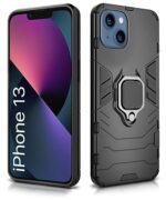 Tough Armor Bumper Back Case Cover for iPhone 13 (6.1?) | Ring Holder & Kickstand in-Built | Excellent 360 Degree Protection (Carbon Black) - Image 3
