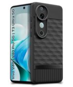 Back Cover for Vivo V40 | V40 Pro 5G | T3 Ultra 5G with Hexa Cube Design | Ultra Slim Soft Case | Inner Velvet Fabric | Matte Silicone Flexible Mobile Case | Camera Protection - Black - Image 4