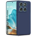 Back Cover for Motorola Moto Edge 60 Fusion | Ultra Slim Soft Rubberised Case | Inner Velvet Fabric Lining | Matte Silicone Flexible Mobile Case | Camera Protection - Blue