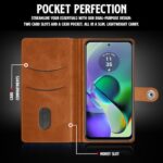 Shock Proof Flip Cover Back Case for Motorola Moto G54 5G | Magnetic Wallet Leather Case with Stand - Image 7