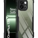 kelpuj Shock Proof Clear Protective Back Case for 1+ OnePlus 13s 5G - AirEDGE Technology | 360 Degree Camera Protection | Transparent Hybrid Back Case Mobile Cover - Black