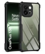 kelpuj Shock Proof Clear Protective Back Case for 1+ OnePlus 13s 5G - AirEDGE Technology | 360 Degree Camera Protection | Transparent Hybrid Back Case Mobile Cover - Black