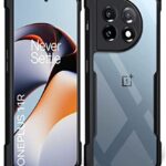 Shock Proof Clear Back Case Mobile Cover for 1+ OnePlus 11R 5G (Hard | Hybrid PC + TPU | Full Armour Device & Camera Protection | Earthy Black)