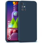 Back Cover for Samsung Galaxy M51 | Ultra Slim Soft Rubberised Case | Inner Velvet Fabric Lining | Matte Silicone Flexible Mobile Case | Camera Protection - Blue
