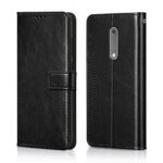 Shock Proof Flip Cover Back Case for Nokia 5 | Magnetic Wallet Leather Case with Stand
