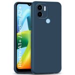 Back Cover for Redmi A2 Plus | Redmi A1 Plus | Poco C50 | C51 | Slim Soft Rubberised Case | Inner Velvet Fabric Lining | Matte Silicone Flexible Mobile Case | Camera Protection - Blue
