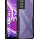 Shock Proof Clear Protective Back Case for Nokia G42 5G - AirEDGE Technology | 360 Degree Camera Protection | Transparent Hybrid Back Case Mobile Cover - Black