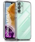 Ultra-Hybrid Clear Back Case Cover Designed for Samsung Galaxy M15 5G | Galaxy F15 5G | Sleek Hard Back | Cushion Edge Technology Shockproof Drop & Camera Protection Bump Transparent