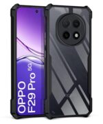 Shock Proof Clear Protective Back Case for Oppo F29 Pro 5G - AirEDGE Technology | 360 Degree Camera Protection | Transparent Hybrid Back Case Mobile Cover - Black