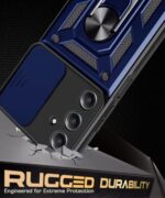 Tough Armor Bumper Mobile Back Case for Samsung Galaxy A15 5G | Sliding Camera Shield Cover | Shock Proof 360? Protection | Hybrid PC + TPU | Ring Holder with Kickstand ? Blue - Image 7