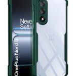 kelpuj Shock Proof Clear Protective Back Case for 1+ OnePlus Nord 5 - AirEDGE Technology | 360 Degree Camera Protection | Transparent Hybrid Back Case Mobile Cover - Green