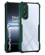 kelpuj Shock Proof Clear Protective Back Case for 1+ OnePlus Nord 5 - AirEDGE Technology | 360 Degree Camera Protection | Transparent Hybrid Back Case Mobile Cover - Green
