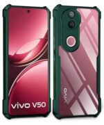 Shock Proof Clear Protective Back Case for iQOO Z10R 5G | Vivo V50 5G | V50e 5G | V50 Elite Edition | 360 Degree Camera Protection | Transparent Hybrid Back Case Mobile Cover Green - Image 3