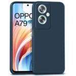 Back Cover for Oppo A79 5G | Ultra Slim Soft Rubberised Case | Inner Velvet Fabric Lining | Matte Silicone Flexible Mobile Case | Camera Protection - Blue