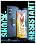 Shock Proof Back Case Mobile Cover for Samsung Galaxy M14 5G | Back Cover Case (Tough Armor | Hybrid PC + TPU | Ring Holder & in-Built Kickstand | Blue) - Image 7