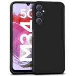 Back Cover for Samsung Galaxy M34 5G | F34 5G | Ultra Slim Soft Rubberised Case | Inner Velvet Fabric Lining | Matte Silicone Flexible Mobile Case | Camera Protection - Black