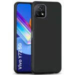 Ultra Slim Matte Shockproof Soft Silicone Back Case Cover for Vivo Y72 5G - Pitch Black