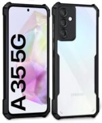kelpuj Shock Proof Clear Protective Back Case for Samsung Galaxy A35 5G | Galaxy A55 5G- AirEDGE Technology | 360 Degree Camera Protection | Transparent Hybrid Mobile Cover - Black - Image 5