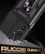 Tough Armor Bumper Mobile Back Case for Samsung Galaxy M36 5G | Galaxy F36 5G Sliding Camera Cover | Shock Proof 360? Protection | Hybrid PC + TPU | Ring Holder with Kickstand ? Black - Image 5