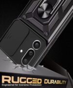 Tough Armor Bumper Mobile Back Case for Samsung Galaxy M56 5G | Galaxy F56 5G | Sliding Camera Cover | Shockproof 360? Protection | Hybrid PC + TPU | Ring Holder with Kickstand ? Black - Image 5