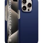 Slim Frameless Back Cover for iPhone 15 Pro Max | Ultra Thin Lightweight Design & Camera Protection | Soft Matte Silicone Flexible Mobile Case (Blue)