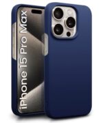 Slim Frameless Back Cover for iPhone 15 Pro Max | Ultra Thin Lightweight Design & Camera Protection | Soft Matte Silicone Flexible Mobile Case (Blue)