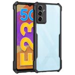Shock Proof Clear Back Case Mobile Cover for Samsung Galaxy F23 5G (Hard | Hybrid PC + TPU | Full Armour Device & Camera Protection | Black)