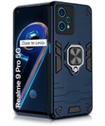 Shock Proof Back Case Mobile Cover for Realme 9 Pro 5G | Back Cover Case (Tough Armor | Hybrid PC + TPU | Ring Holder & in-Built Kickstand | Blue)