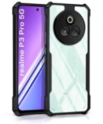 Shock Proof Clear Protective Back Case for Realme P3 Pro 5G - AirEDGE Technology | 360 Degree Camera Protection | Transparent Hybrid Back Case Mobile Cover - Black