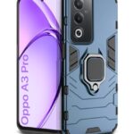 Shock Proof Back Case Mobile Cover for Oppo A3 Pro 5G | Oppo K12x 5G | Back Cover Case (Tough Armor | Hybrid PC + TPU | Ring Holder & in-Built Kickstand | Blue)