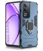Shock Proof Back Case Mobile Cover for Oppo A3 Pro 5G | Oppo K12x 5G | Back Cover Case (Tough Armor | Hybrid PC + TPU | Ring Holder & in-Built Kickstand | Blue)