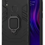 Shock Proof Back Case Mobile Cover for Samsung Galaxy M01s | Galaxy A10s (Armor | Hybrid PC + TPU | Full Protection with Ring Holder Kickstand | Carbon Black)