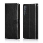 Shock Proof Flip Cover Back Case for Reno 3 Pro | Magnetic Wallet Leather Case with Stand