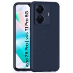 Back Cover for iQOO Z6 Pro | Vivo T1 Pro 5G | Ultra Slim Soft Rubberised Case | Inner Velvet Fabric Lining | Matte Silicone Flexible Mobile Case | Camera Protection - Blue