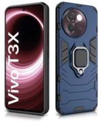 Shock Proof Back Case Mobile Cover for Vivo T3x 5G | Back Cover Case (Tough Armor | Hybrid PC + TPU | Ring Holder & in-Built Kickstand | Blue) - Image 5
