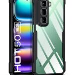 kelpuj Shock Proof Clear Protective Back Case for Infinix Hot 50 5G - AirEDGE Technology | 360 Degree Camera Protection | Transparent Hybrid Back Case Mobile Cover - Black