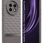 Back Cover for Realme 13 Plus 5G | Realme P1 Speed 5G with Hexa Cube Design | Soft Rubberised Case | Inner Velvet Fabric | Matte Silicone Flexible Mobile Case | Camera Protection - Grey