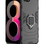 Shock Proof Back Case Mobile Cover for Oppo A83 | Back Cover Case (Tough Armor | Hybrid PC + TPU | Ring Holder & in-Built Kickstand | Black)
