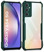kelpuj Shock Proof Clear Protective Back Case for Samsung Galaxy A54 5G - AirEDGE Technology | 360 Degree Camera Protection | Transparent Hybrid Back Case Mobile Cover - Green - Image 5