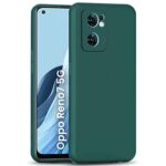 Back Cover for Oppo Reno 7 5G | Ultra Slim Soft Rubberised Case | Inner Velvet Fabric Lining | Matte Silicone Flexible Mobile Case | Camera Protection - Green