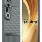 Back Cover for Vivo T4 Ultra with Hexa Cube Design | Ultra Slim Soft Rubberised Case | Inner Velvet Fabric | Matte Silicone Flexible Mobile Case | Camera Protection - Olive Green