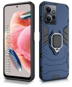 Shock Proof Back Case Mobile Cover for Xiaomi Redmi Note 12 4G | Back Cover Case (Tough Armor | Hybrid PC + TPU | Ring Holder & in-Built Kickstand | Blue) - Image 5