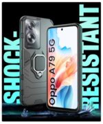 kelpuj Shock Proof Back Case Mobile Cover for Oppo A79 5G | Back Cover Case (Tough Armor | Hybrid PC + TPU | Ring Holder & in-Built Kickstand | Black) - Image 5