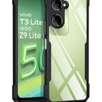 TPU Shock Proof Clear Protective Back Case for Iqoo Z9 Lite 5G|Vivo T3 Lite 5G|Y18|Y18E|Y03-Airedge Technology|360 Degree Camera Protection|Transparent Hybrid Back Case-Black