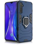 Shock Proof Back Case Mobile Cover for Realme XT | Back Cover Case (Tough Armor | Hybrid PC + TPU | Ring Holder & in-Built Kickstand | Blue)