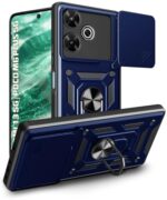 Tough Armor Bumper Mobile Back Case for Mi Redmi 13 5G | Poco M6 Plus 5G | Sliding Camera Shield Cover | Shock Proof 360? Protection | Hybrid PC + TPU | Ring Holder with Kickstand ? Blue - Image 5