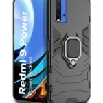 Shock Proof Back Case Mobile Cover for Redmi 9 Power | Poco M3 (Armor | Hybrid PC + TPU | Full Protection with Ring Holder Kickstand | Carbon Black)